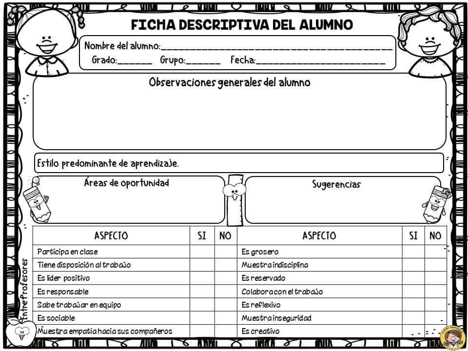 Fichas Descriptivas Para Primaria Y Preescolar Formato Diario Educaci N