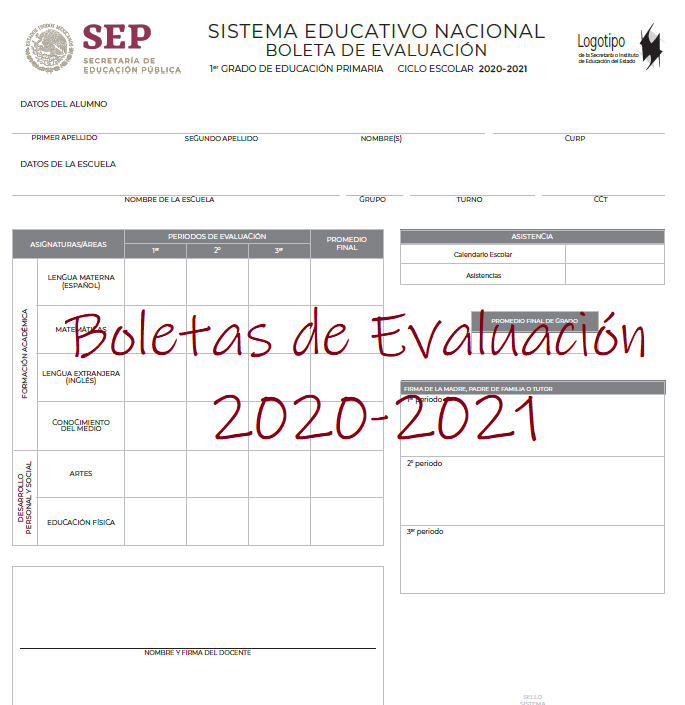 Boletas De Evaluacion 2020 2021 Formatos Diario Educacion