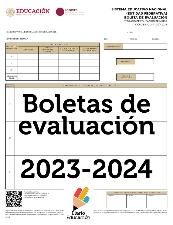 Boletas de Evaluación 20232024 por Campos Formativos Diario Educación